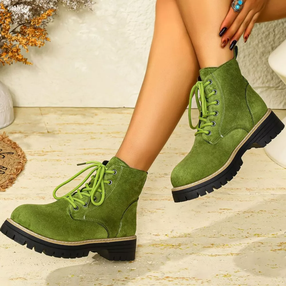 Round Toe Lace Up Boots, image 4