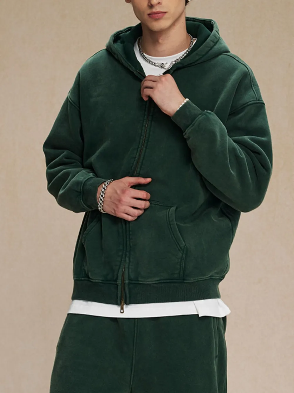 Men's Zip-Up Hoodie with Kangaroo Pocket, image 5