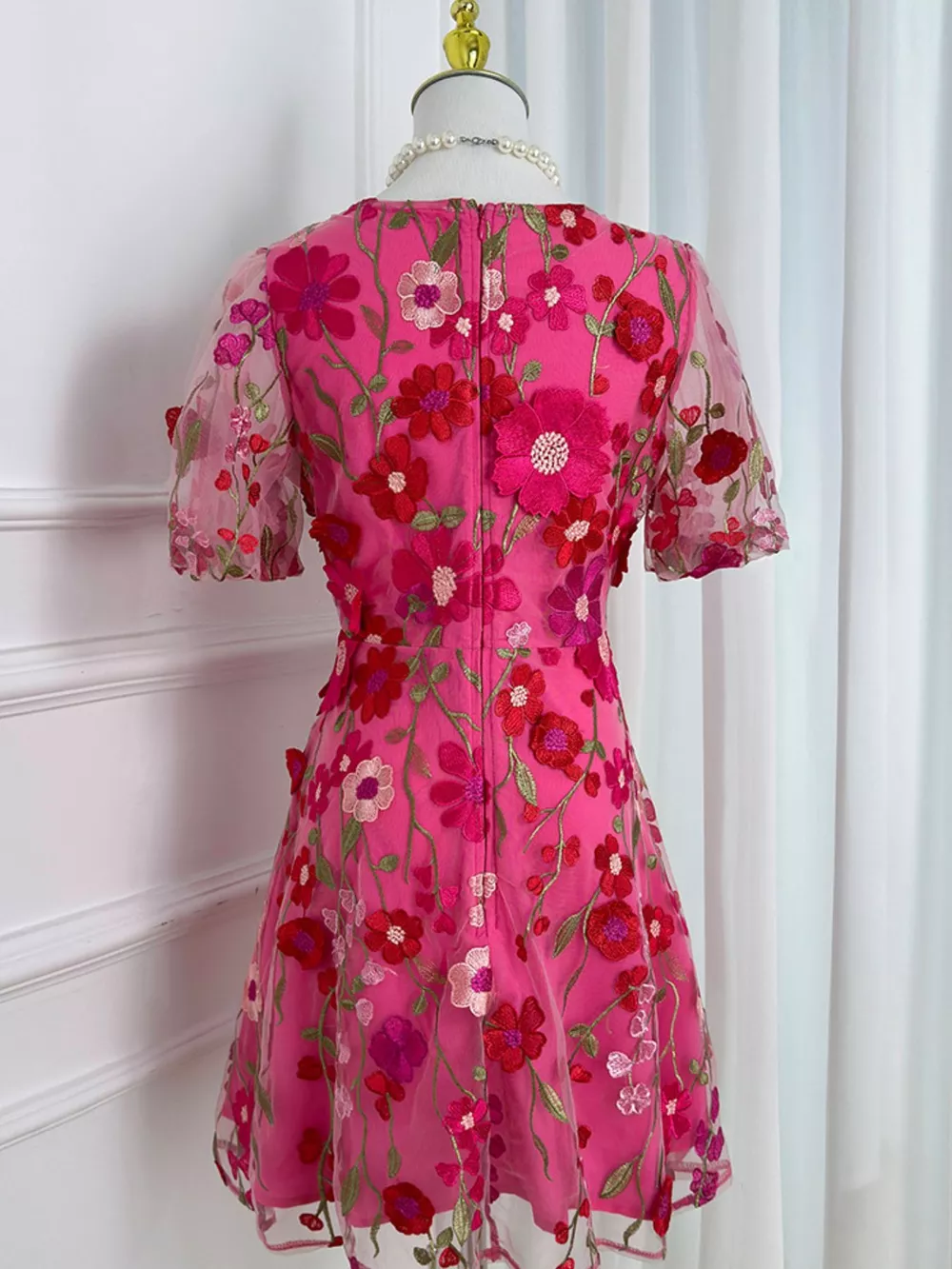 Plus Size Embroidered Floral V-Neck Mini Dress, image 26