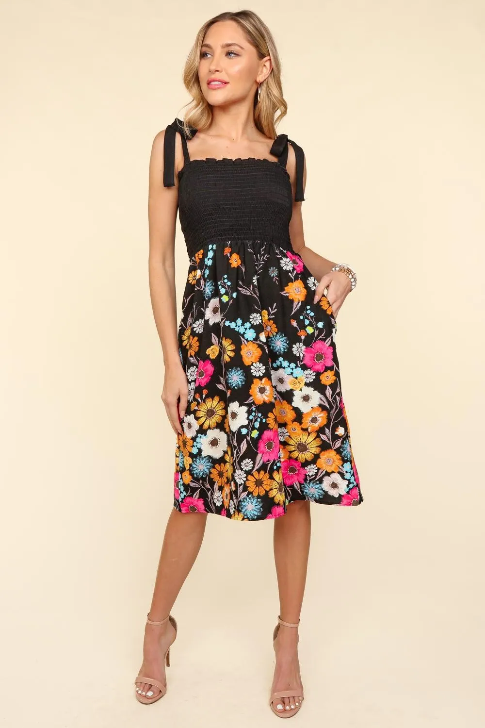 Smocked Cami Floral Dress, image 2