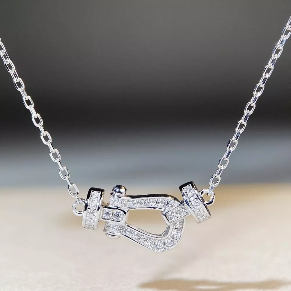 925 Sterling Silver Zircon Horseshoe Necklace, image 4