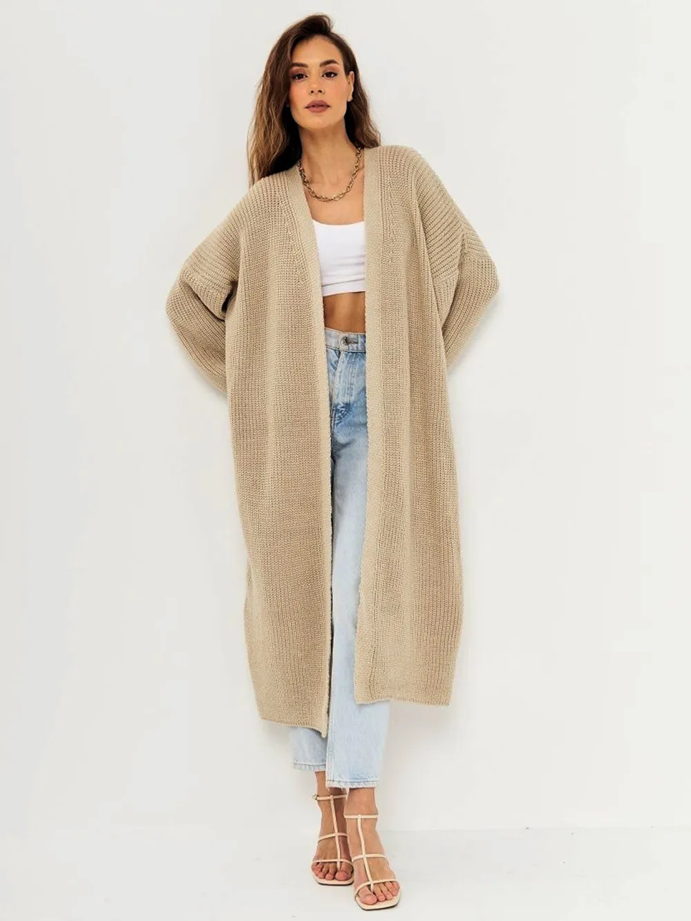 Open Front Long Sleeve Longline Cardigan, image 6