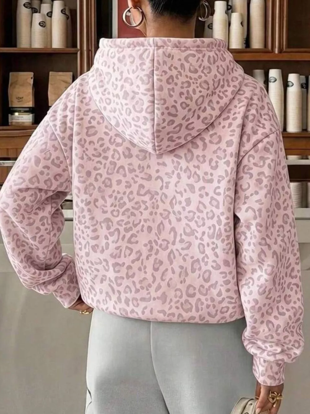 Leopard Dropped Shoulder Hoodie, image 5