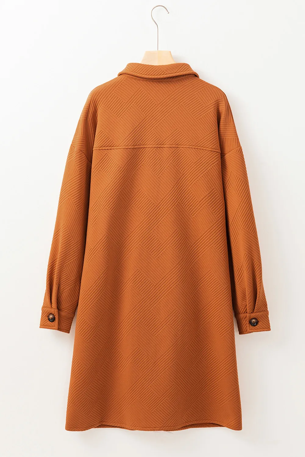 Textured Button Down Collared Neck Coat, image 4