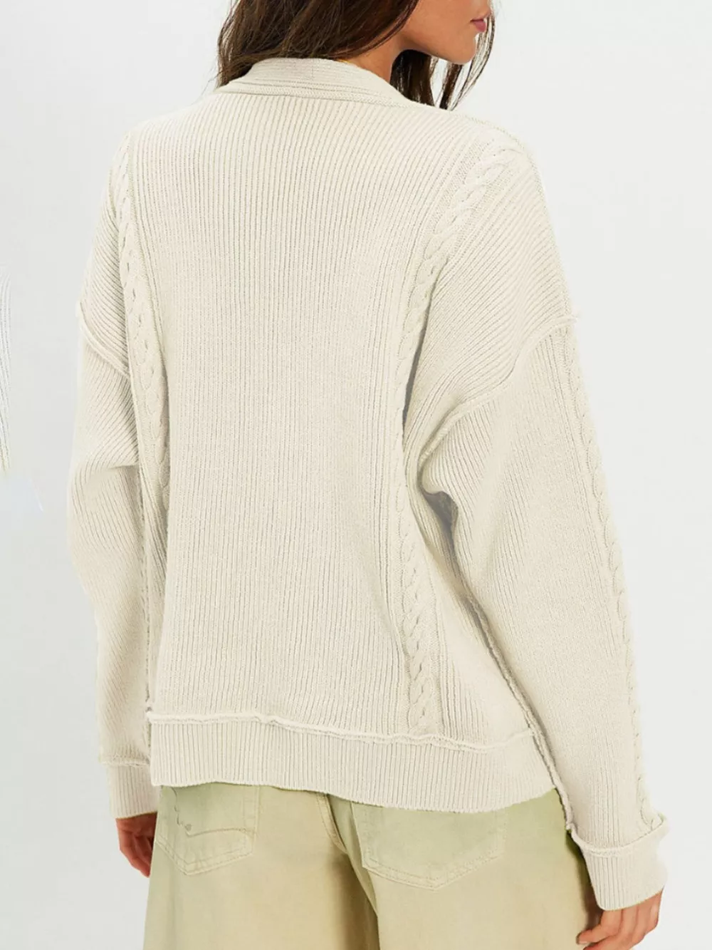 Double-Breasted Cable Knit Cardigan, image 7