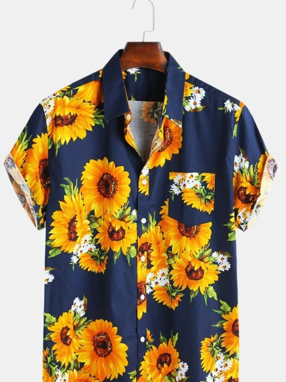 Men's Full Size Sunflower Short Sleeve Shirt Plus Size, image 3