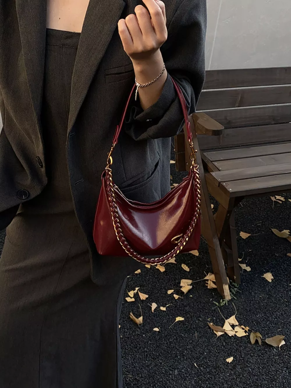 Leather Chain Shoulder Bag, image 4