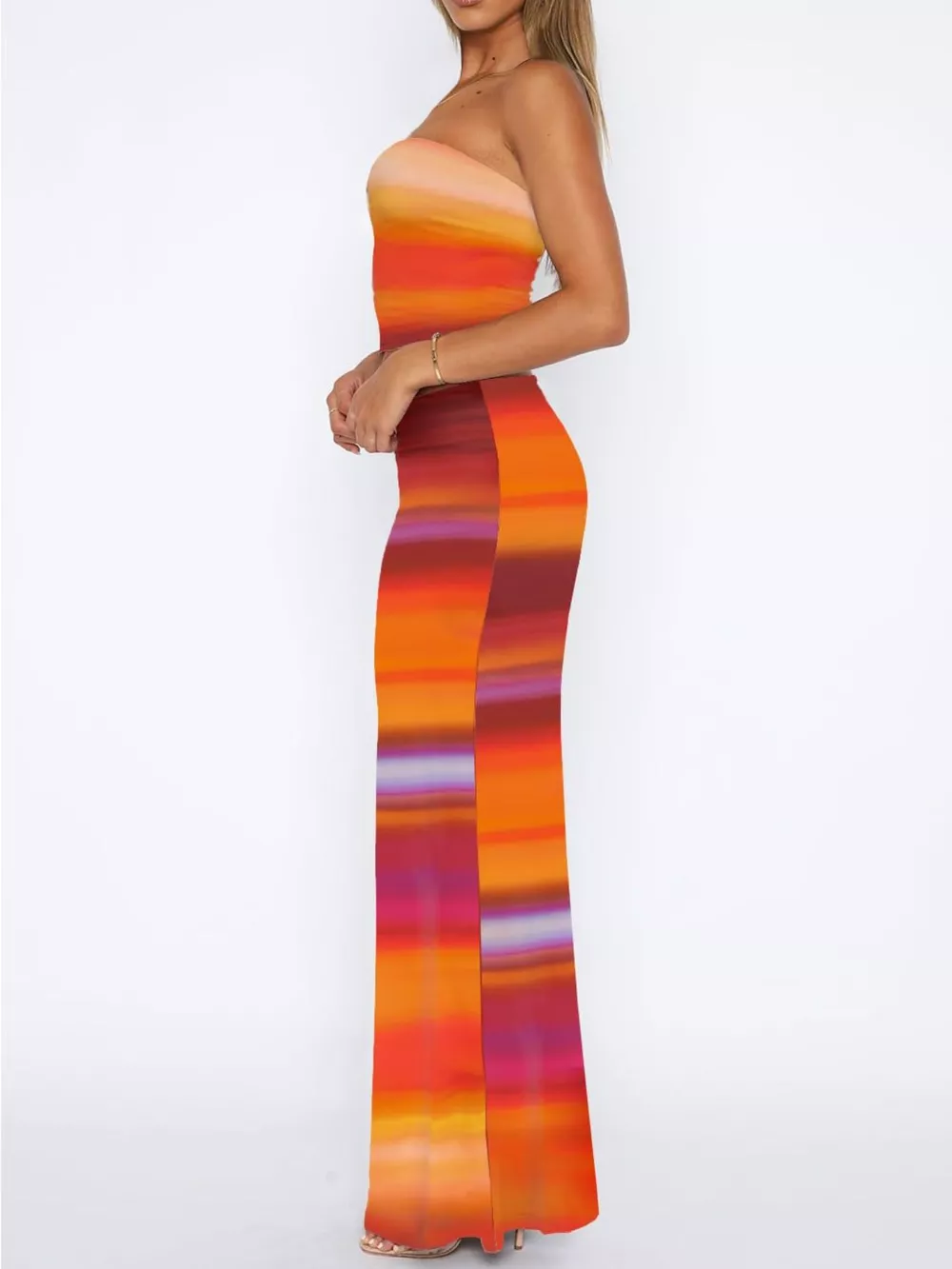 Striped Tube Top and Skirt Set, image 2