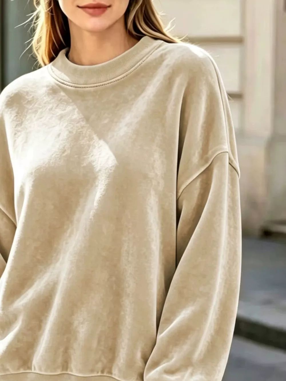 Full Size Crew Neck Dropped Shoulder Sweatshirt Plus Size, image 2