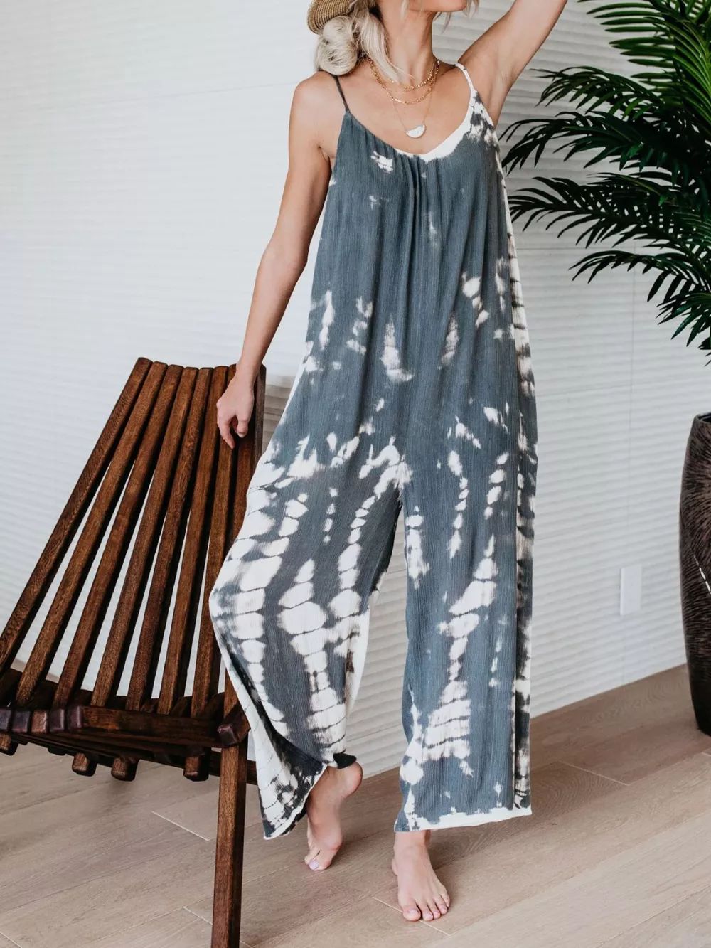 Full Size Tie-Dye Wide Leg Jumpsuit Plus Size, image 14