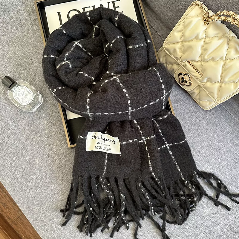 Fringe Plaid Scarf