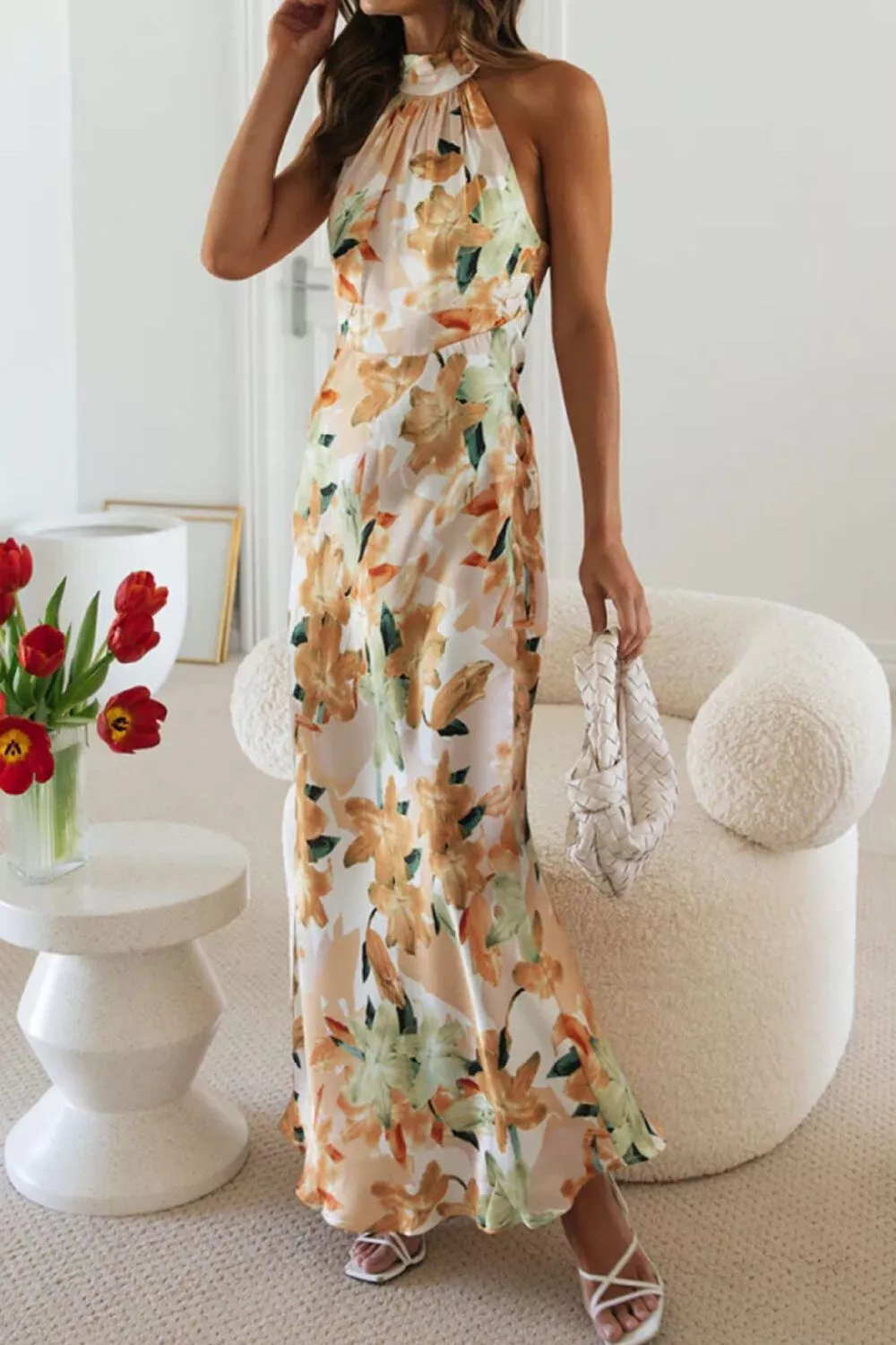 Floral Print Halter Neck Maxi Dress, image 15