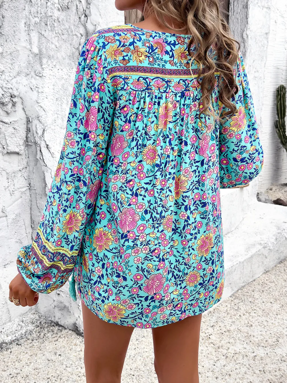 Printed Tie Neck Long Sleeve Blouse, image 15