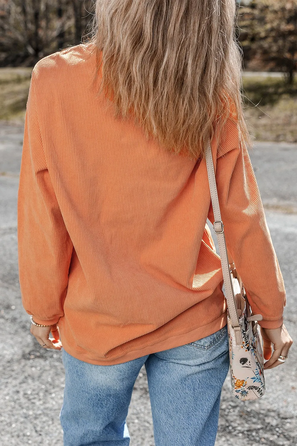Sequin Pumpkin Round Neck Long Sleeve Sweatshirt, image 4