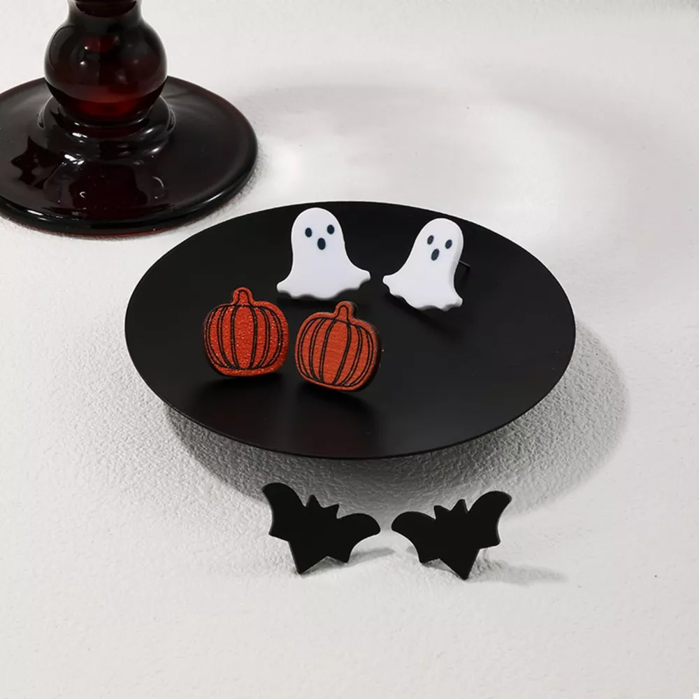3 Piece Halloween-Themed Stud Earrings, image 2