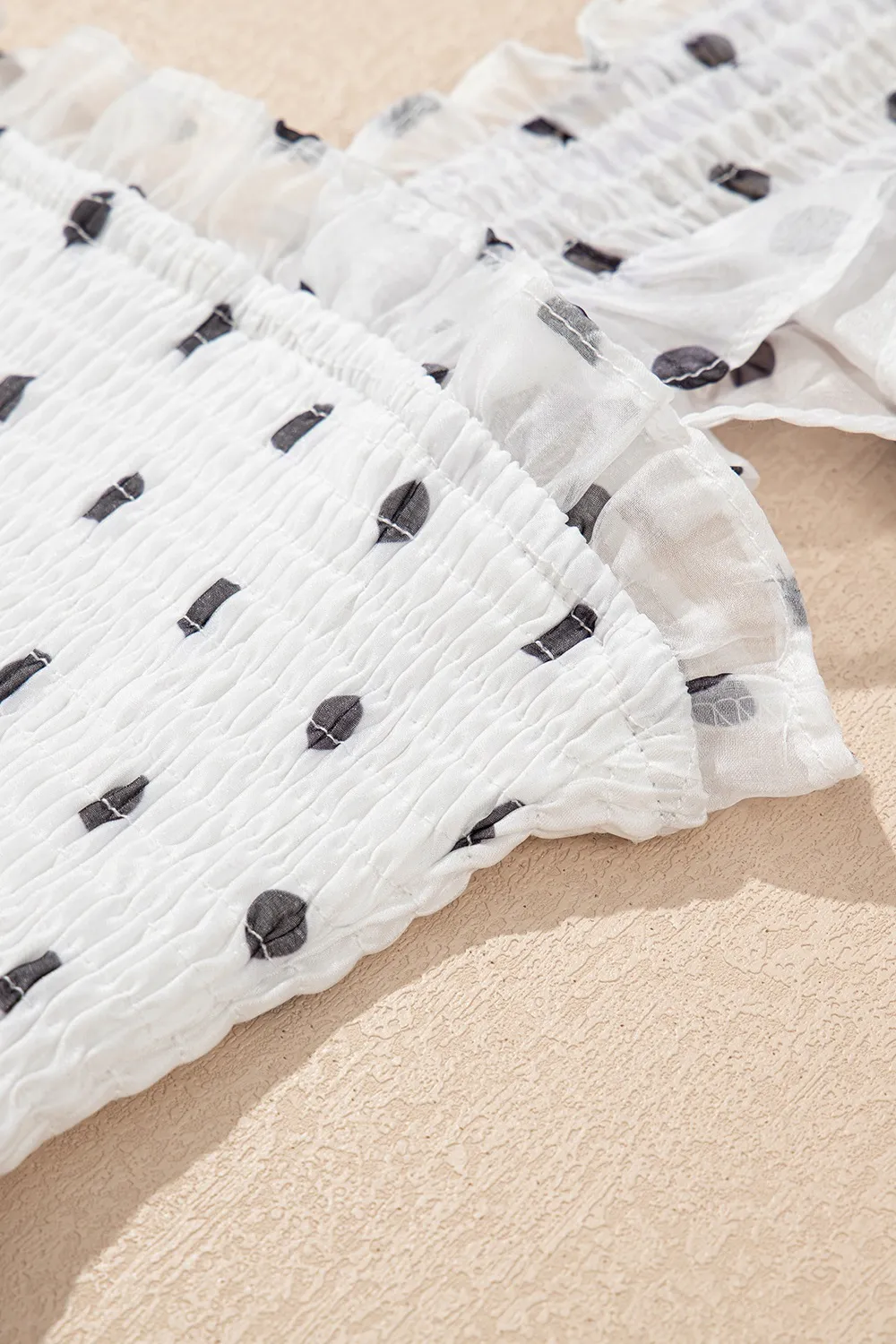 Polka Dot Ruffle Sleeve Smocked Midi Dress, image 6