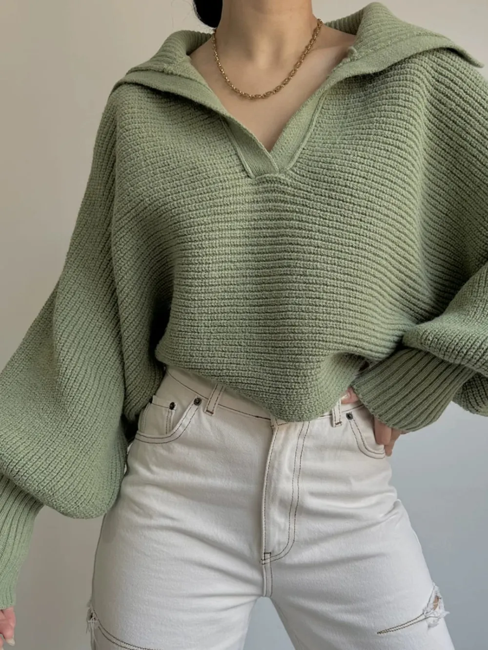 Johnny Collar Long Sleeve Sweater, image 15