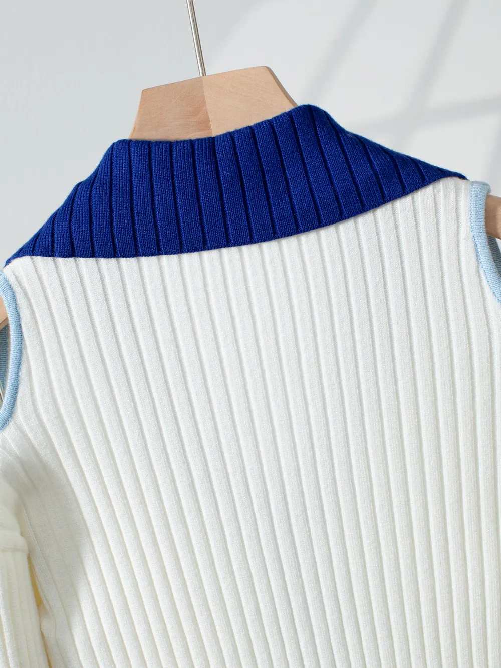 Ribbed Knit Cold Shoulder Cardigan, image 4