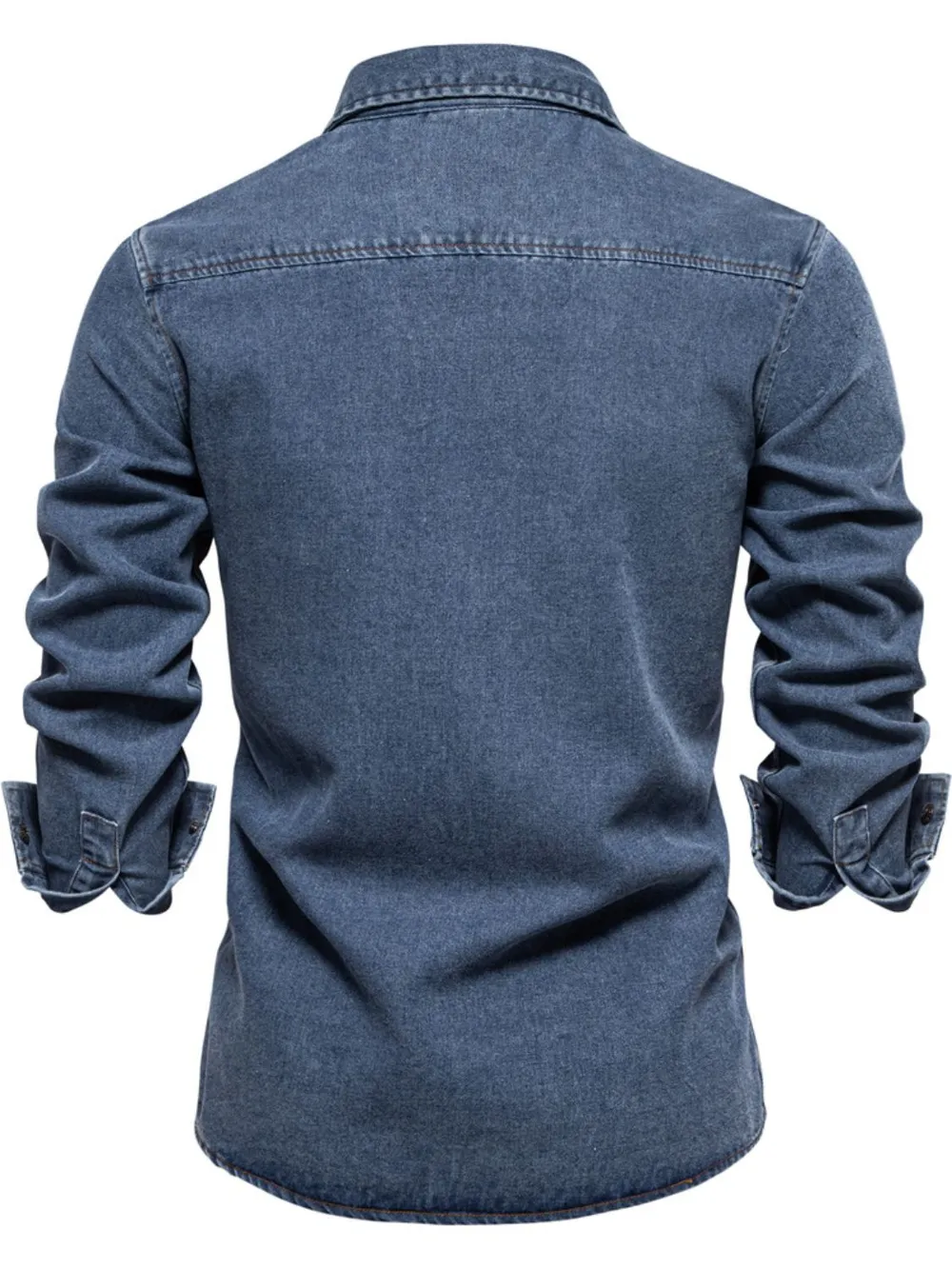 Men's Snap Down Long Sleeve Denim Shirt, image 4