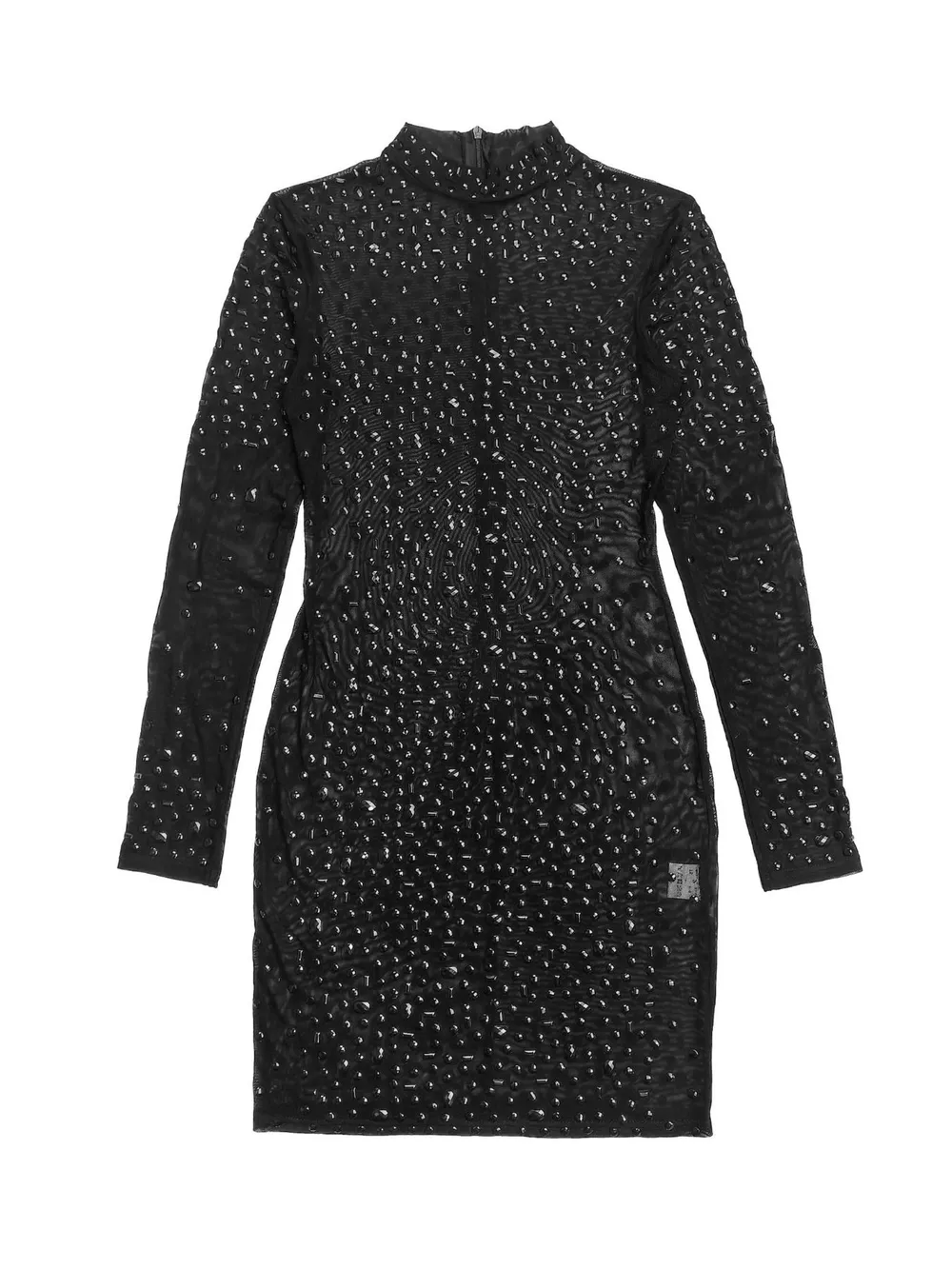 Rhinestone Embellished Long Sleeve Bodycon Mini Dress, image 12