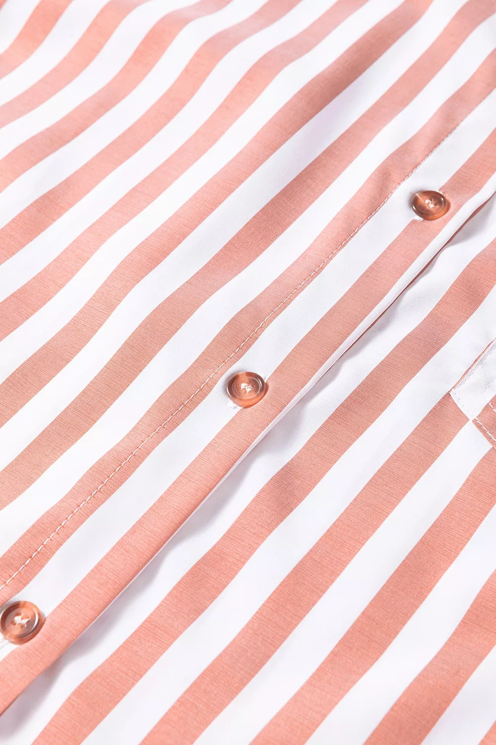 Stripe Collar Button Front Bracelet Sleeve Ruffle Hem Shirt, image 8
