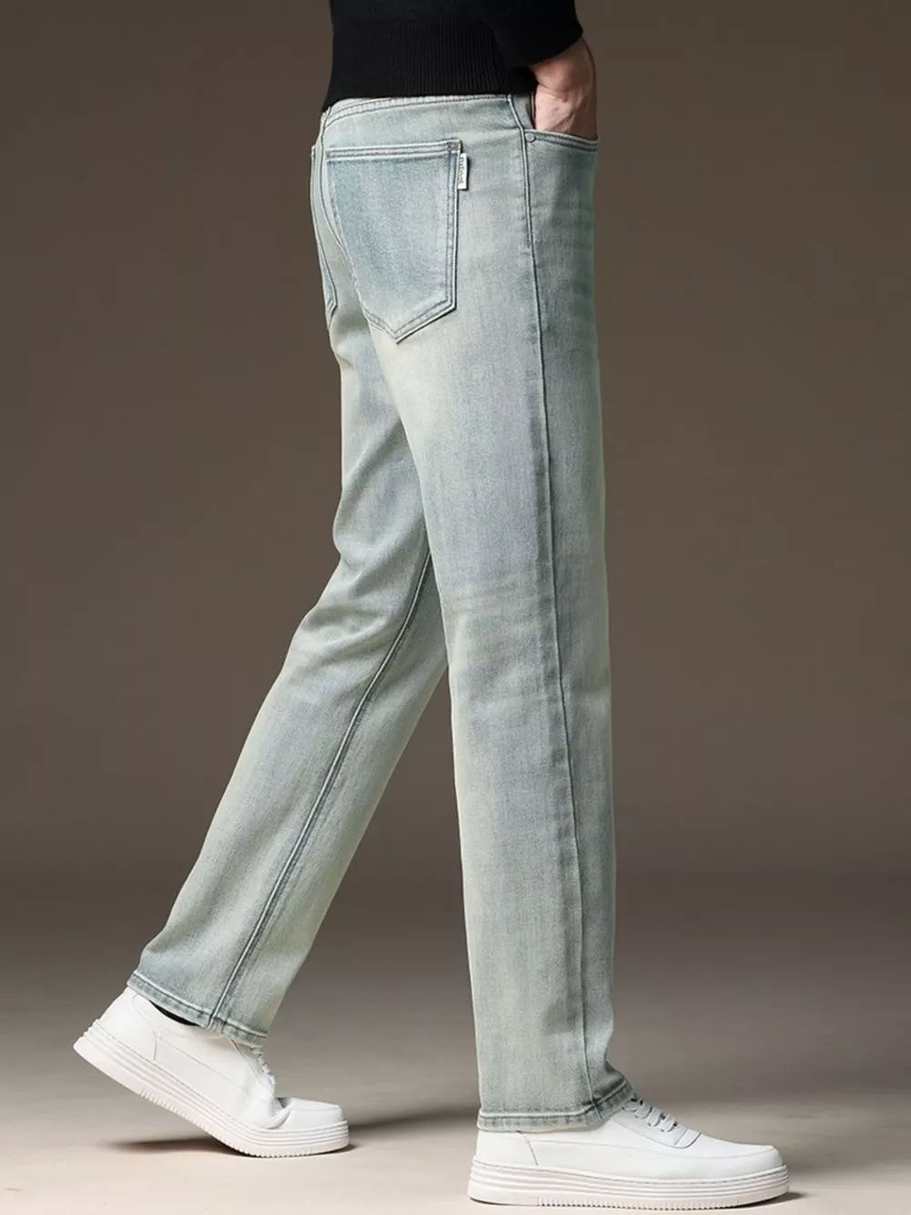 Men's Wash Straight Fit Casual Jeans, image 4