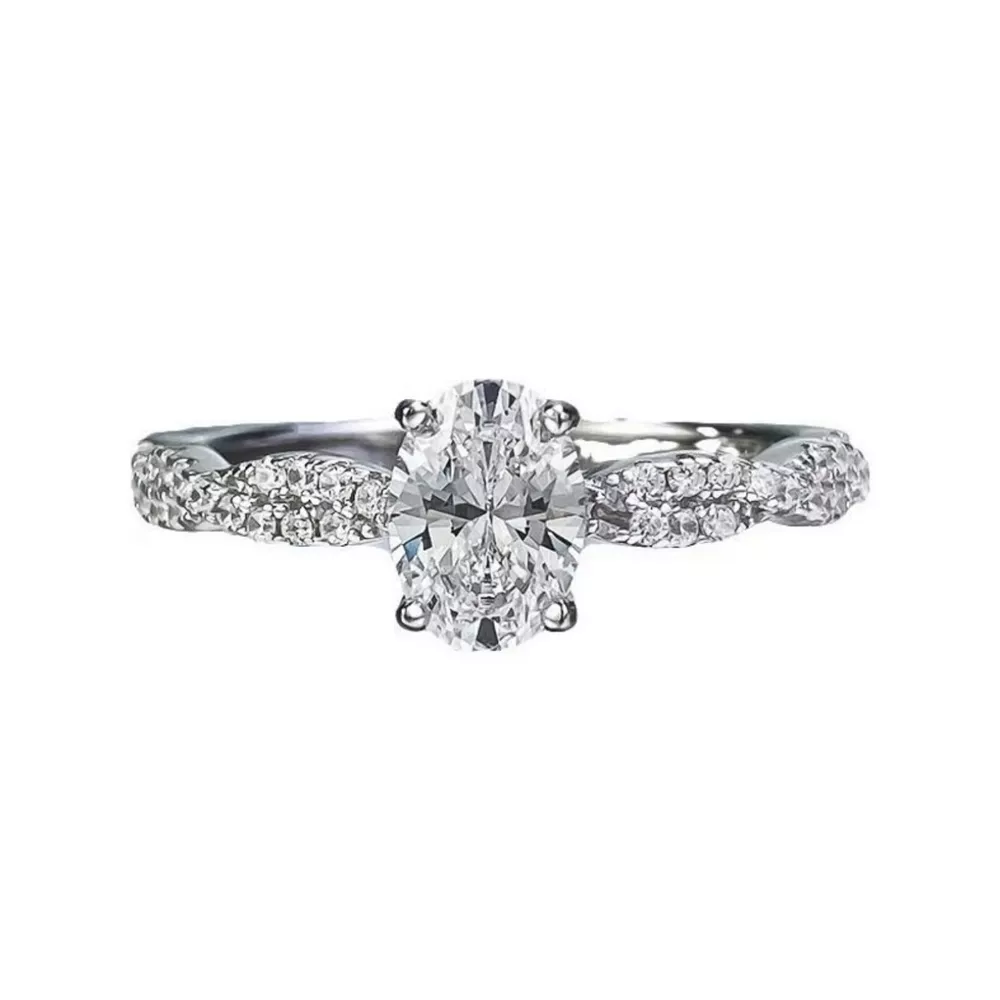 1 Carat Moissanite 925 Sterling Silver Oval Ring, image 5