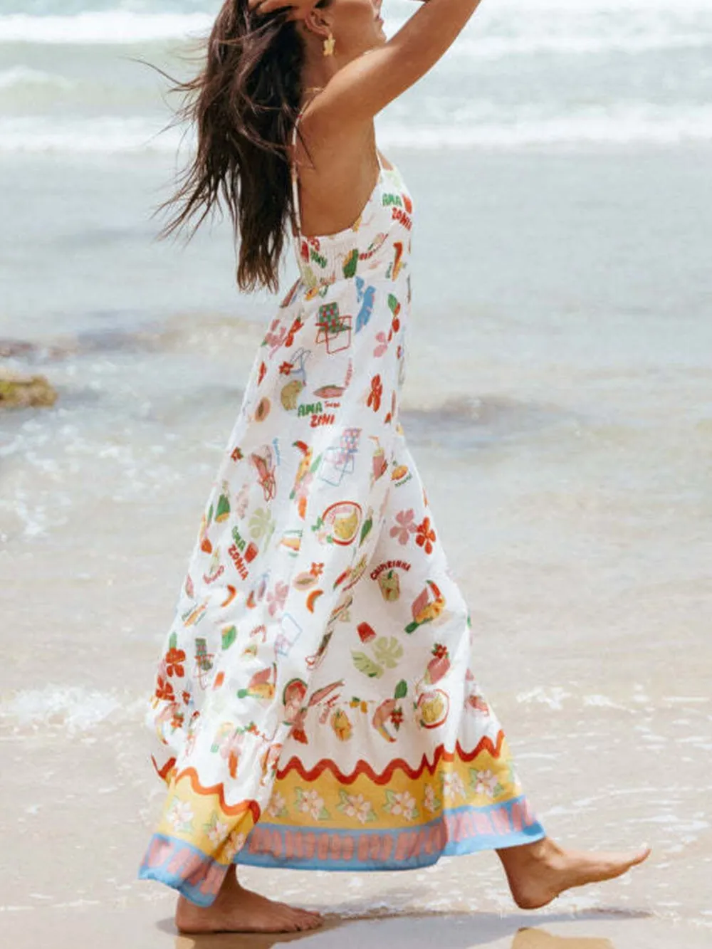 Printed Square Neck Maxi Cami Dress, image 7