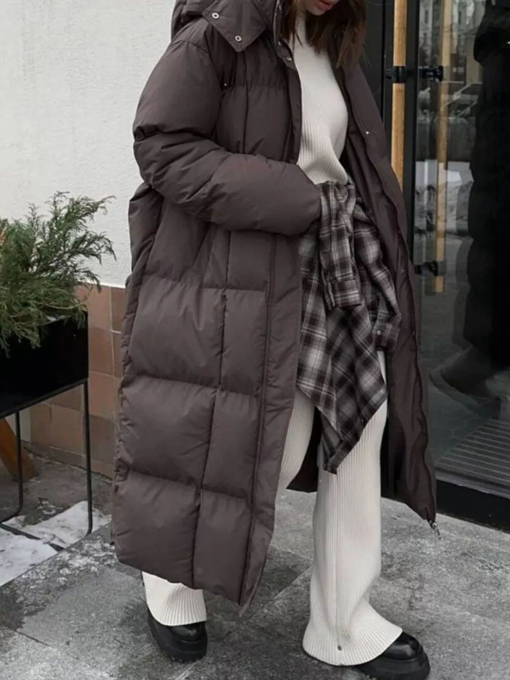 Longline Padded Winter Coat with Belted, image 15