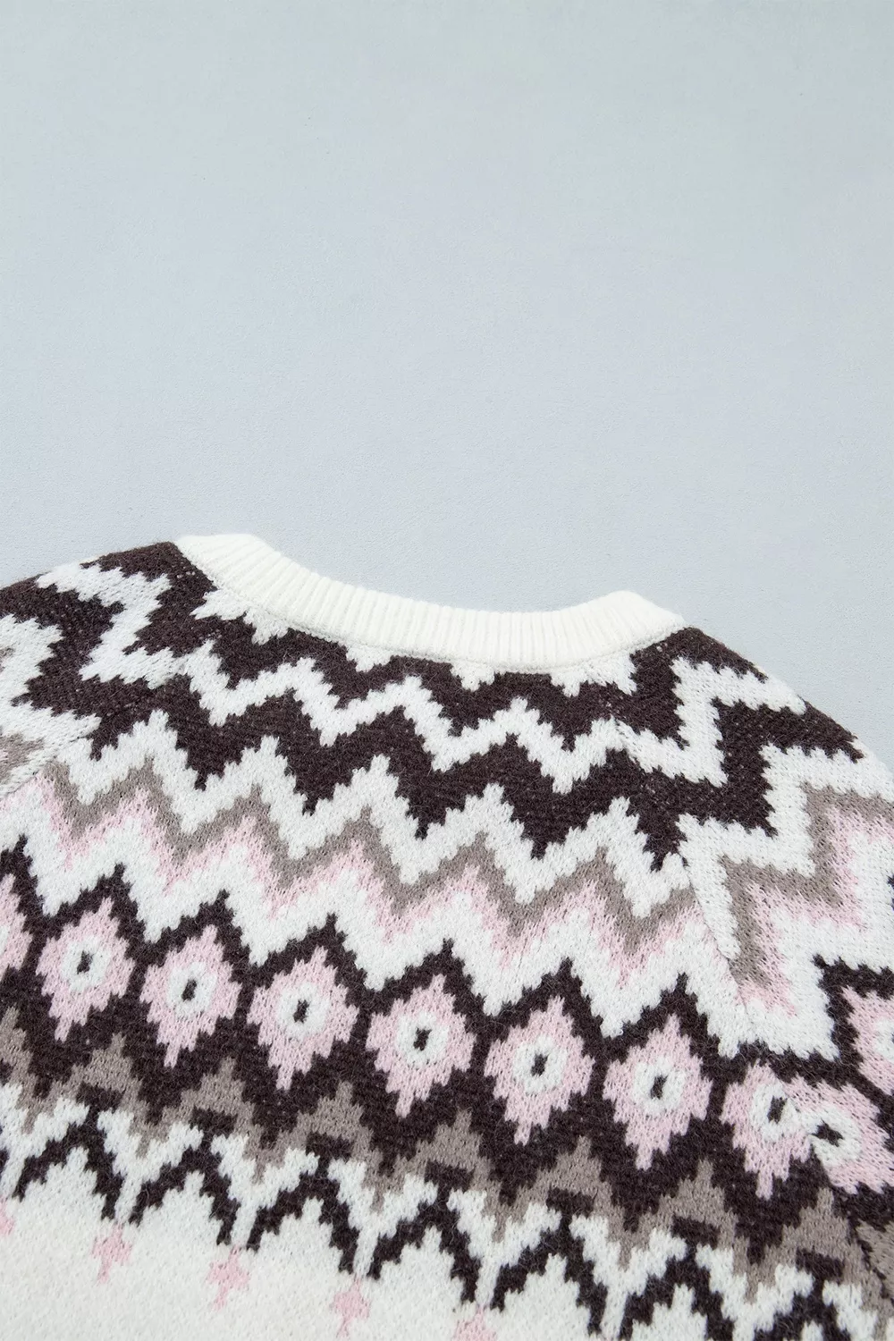 Geometric Pattern Brushed Knit Button Cardigan, image 10