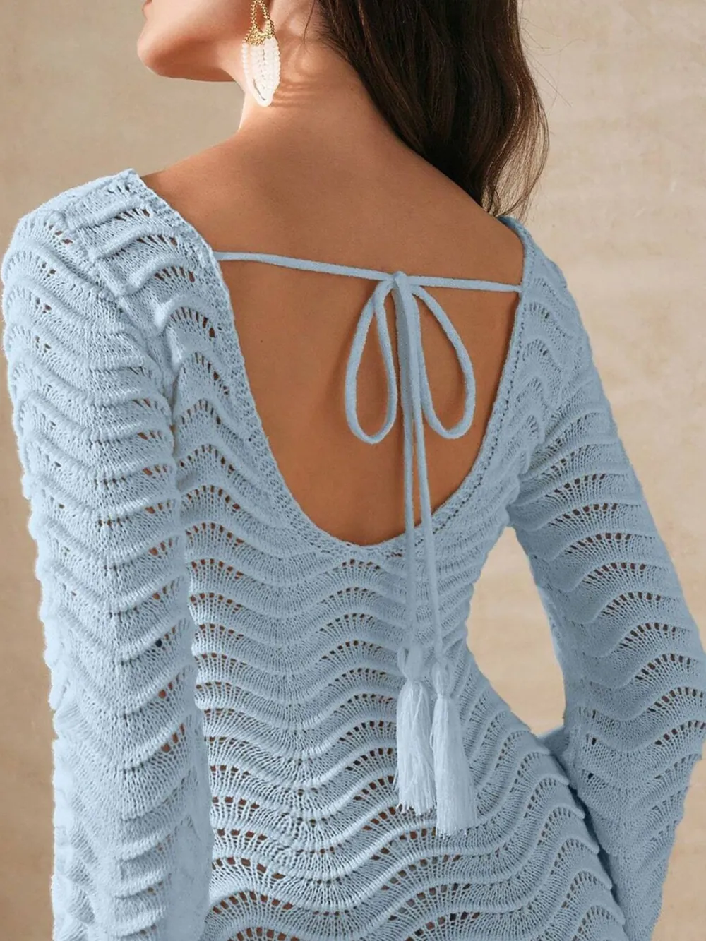 Wave Openwork Crochet Maxi Knit Dress, image 6