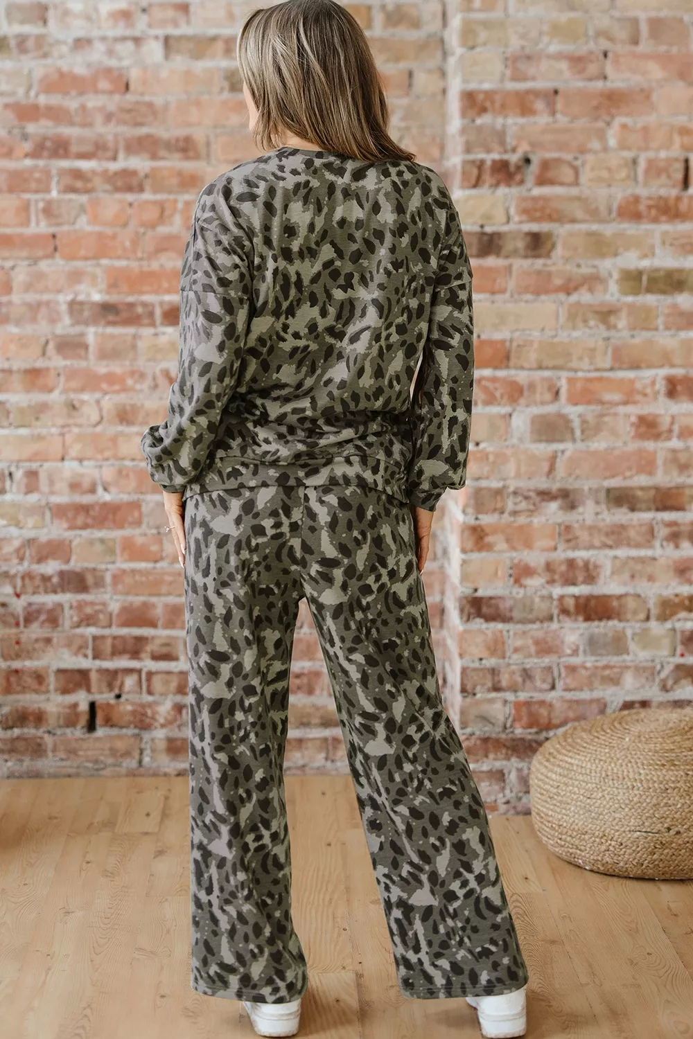Leopard Print Long Sleeve Top and Pants Set, image 12