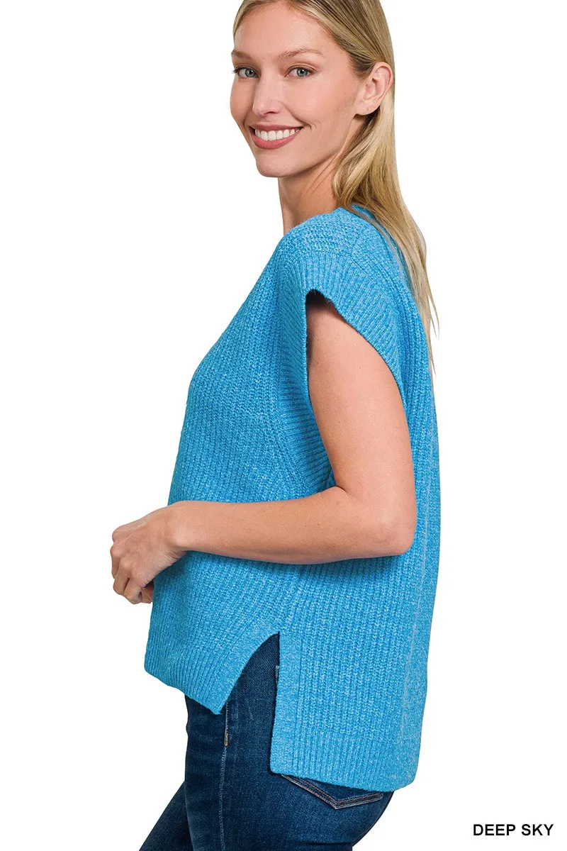 Oversized Sweater Vest with Side Slit, image 2