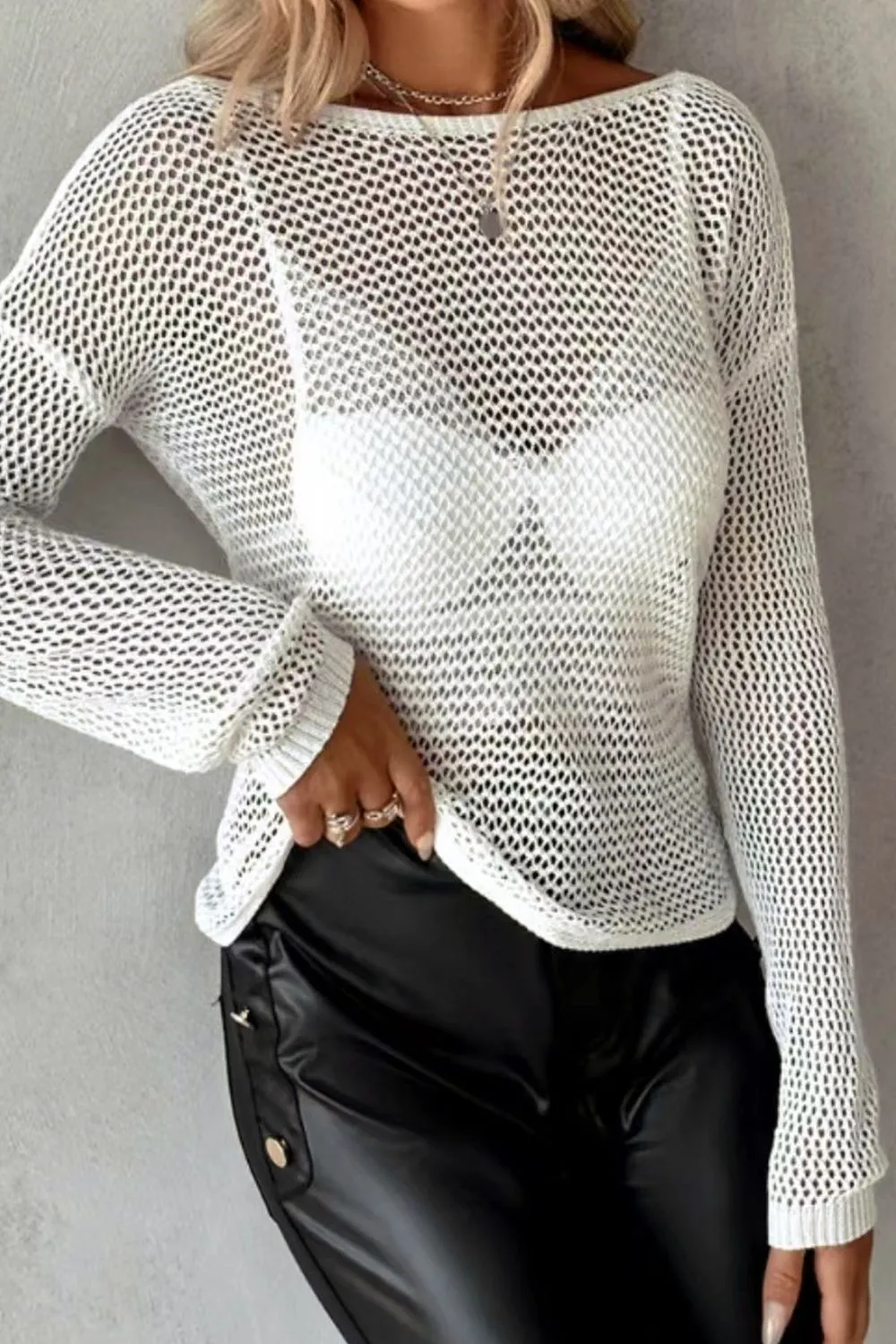 Twisted Backless Round Neck Knit Cover Up, image 2