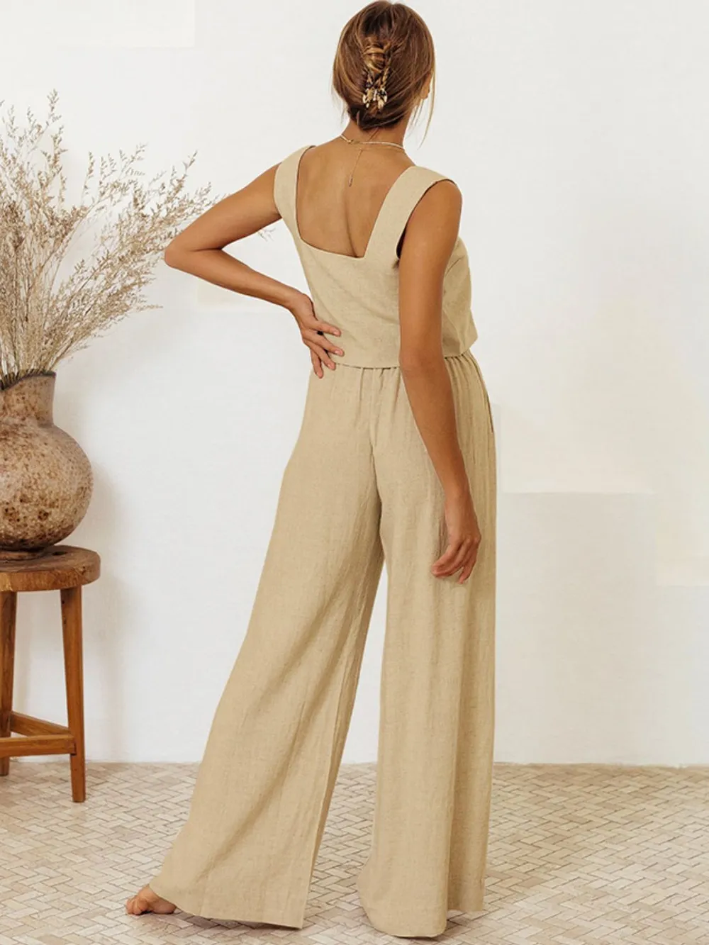 Square Neck Sleeveless Top and Pants Set, image 6