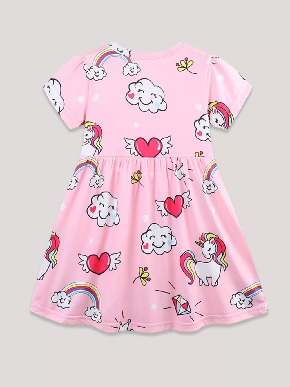 Children's Cartoon Unicorn Print Short Sleeve Dress, image 5