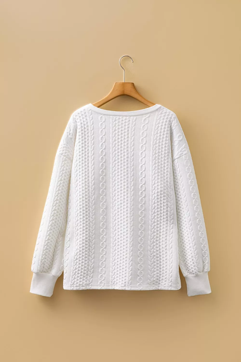 Solid Color Textured V Neck Drop Shoulder Knit Top, image 7