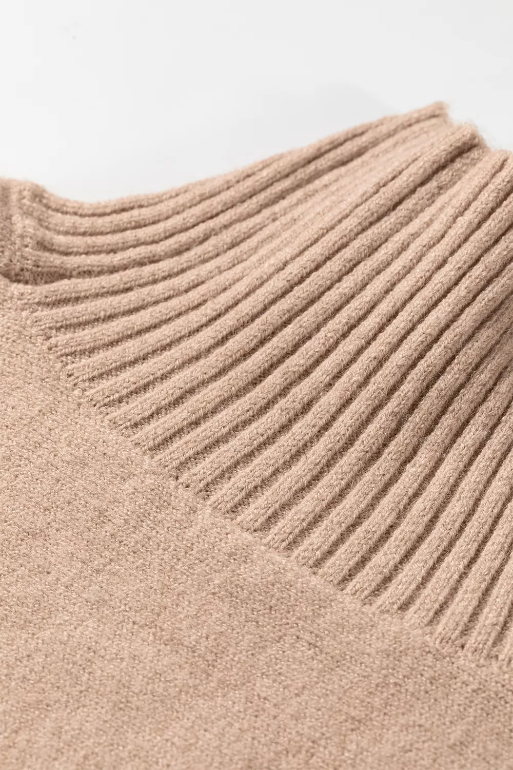 Ribbed Trim High Neck Short Sleeve Casual Sweater, image 5