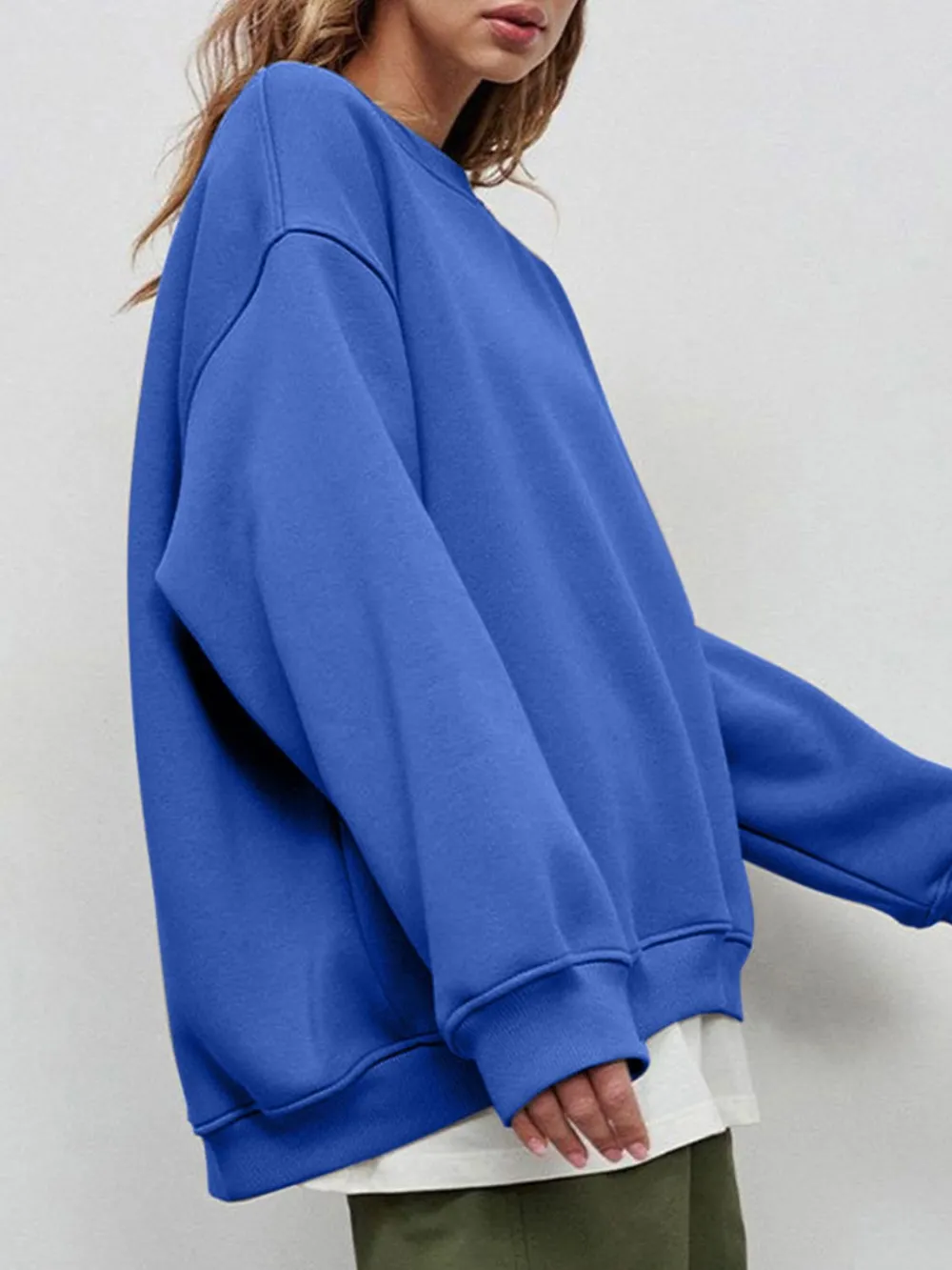 Round Neck Dropped Shoulder Long Sleeve Sweatshirt, image 13