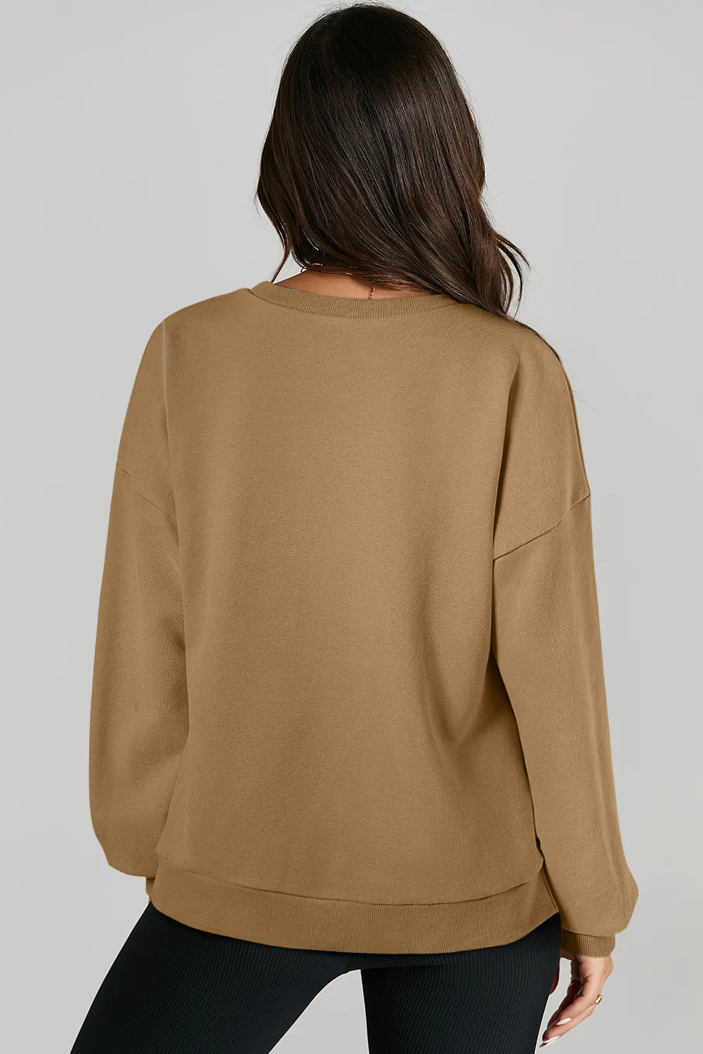 High-Low Round Neck Long Sleeve Sweatshirt, image 19
