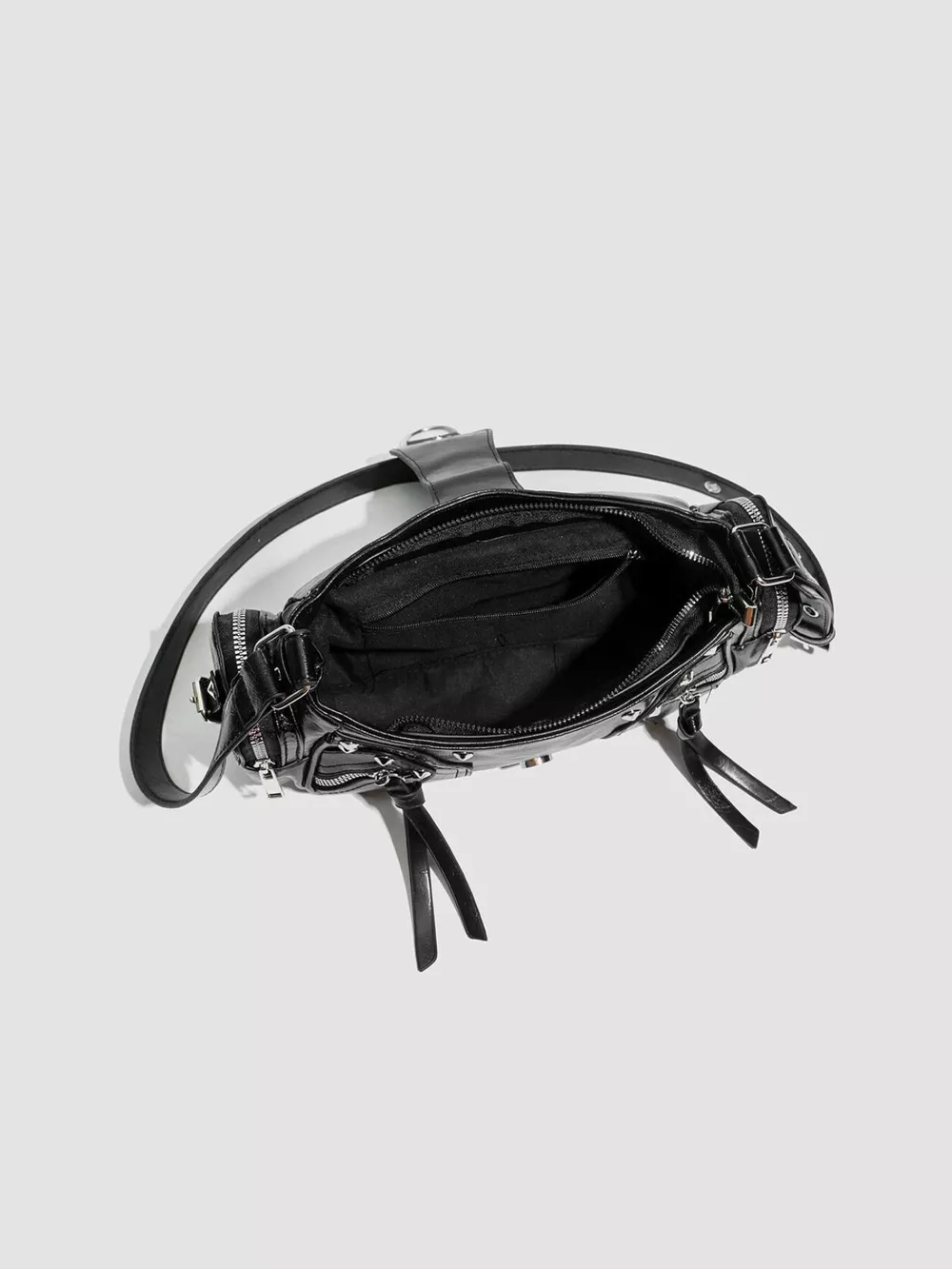 Y2K Style Rivet Embellished Patent Leather Shoulder Bag, image 8