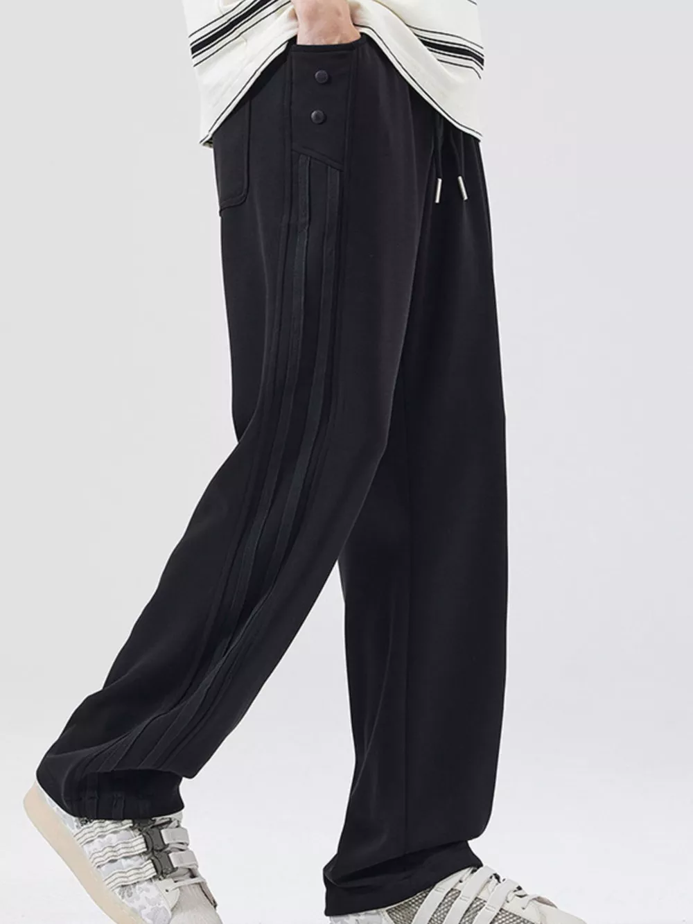 Men's Full Size Drawstring Wide Leg Casual Pants Plus Size, image 6