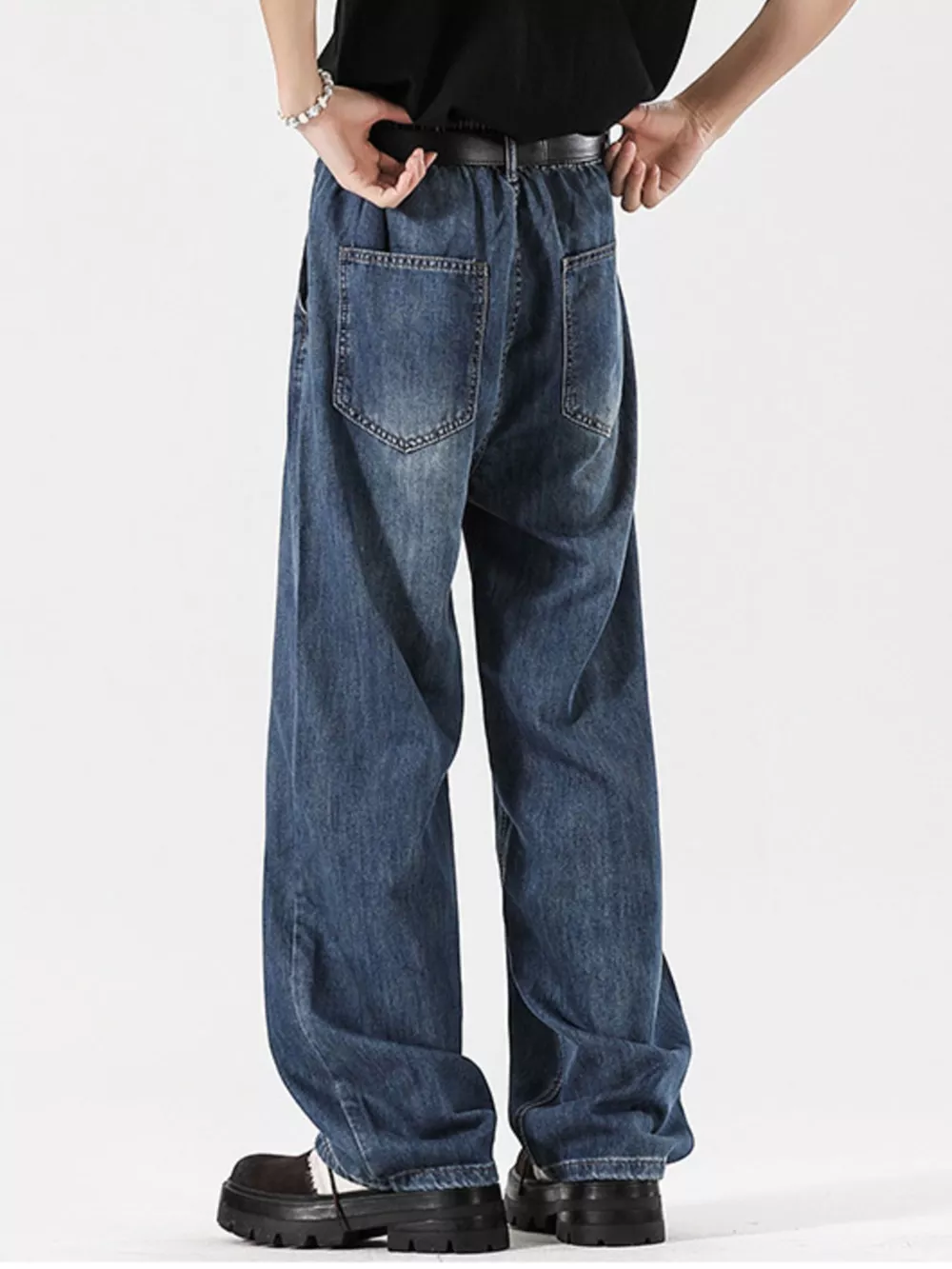Men's Full Size Wide Leg Vintage Wash Jeans Plus Size, image 3