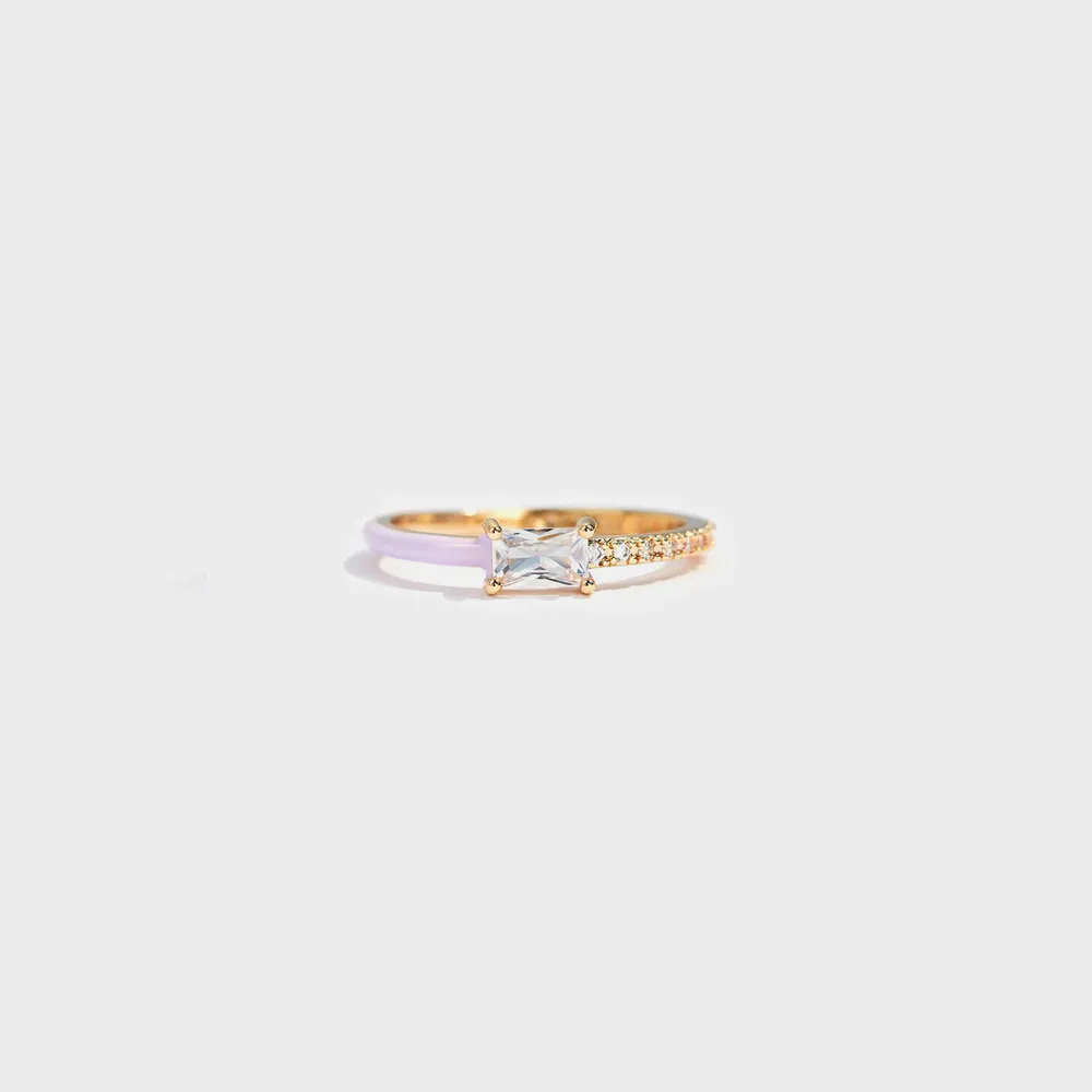 Heart Shape Inlaid Zircon Enamel Ring, image 13