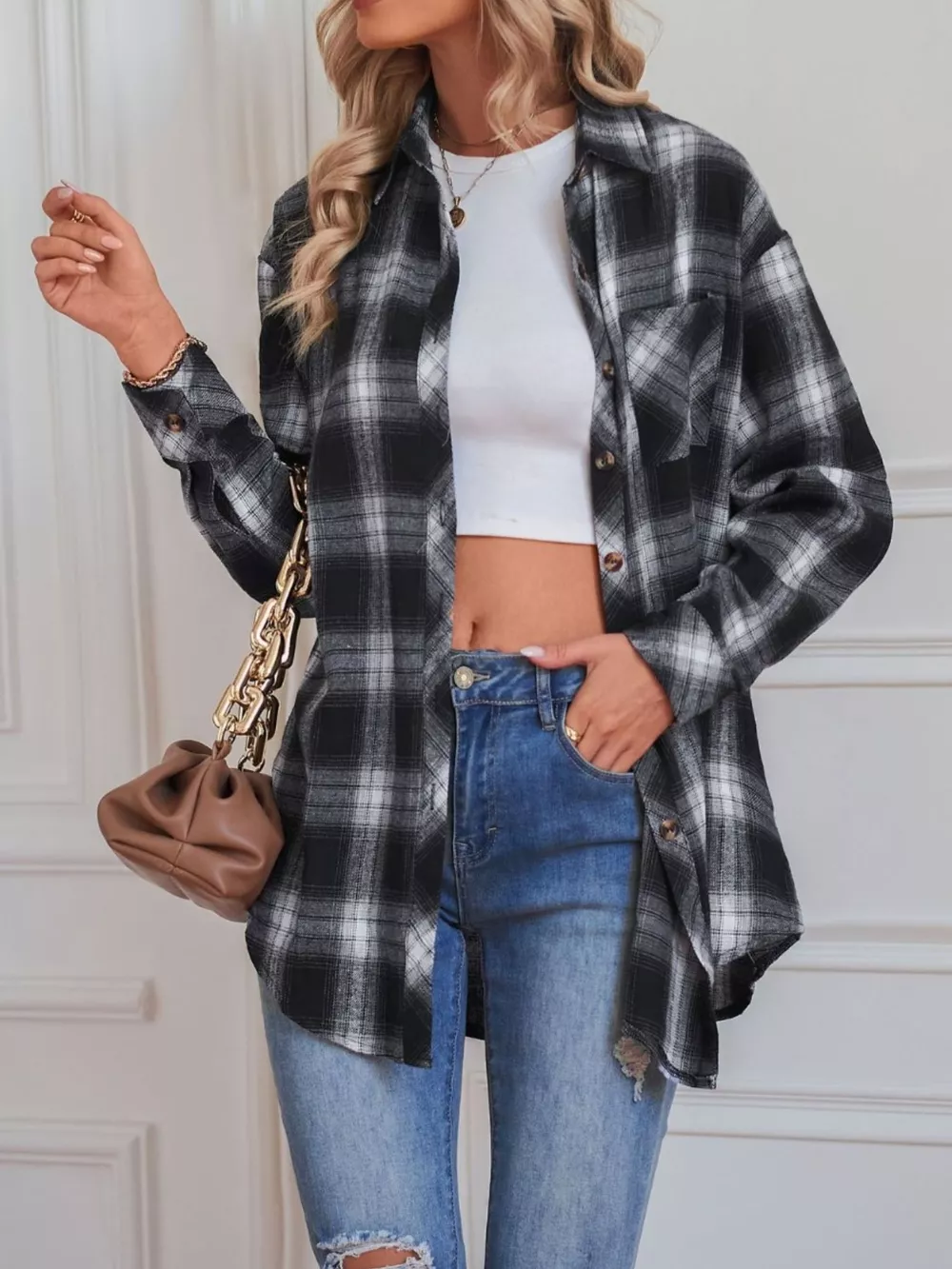 Casual Plaid Button Up Shirt, image 6