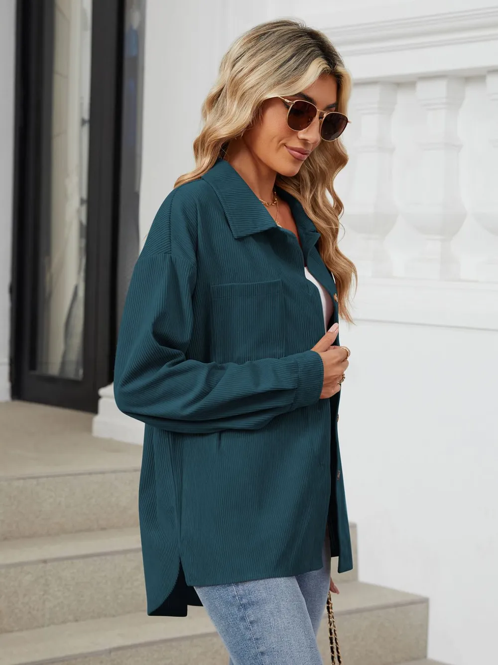 Button Up Long Sleeve Shirt with Breast Pockets, image 27