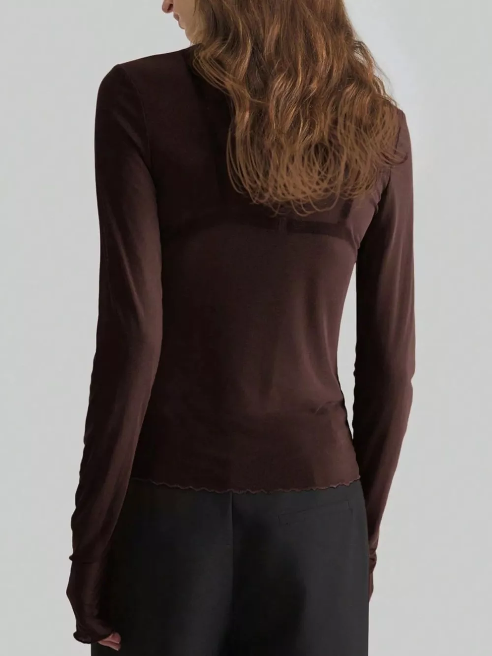 Sheer Mesh Turtleneck Top, image 9
