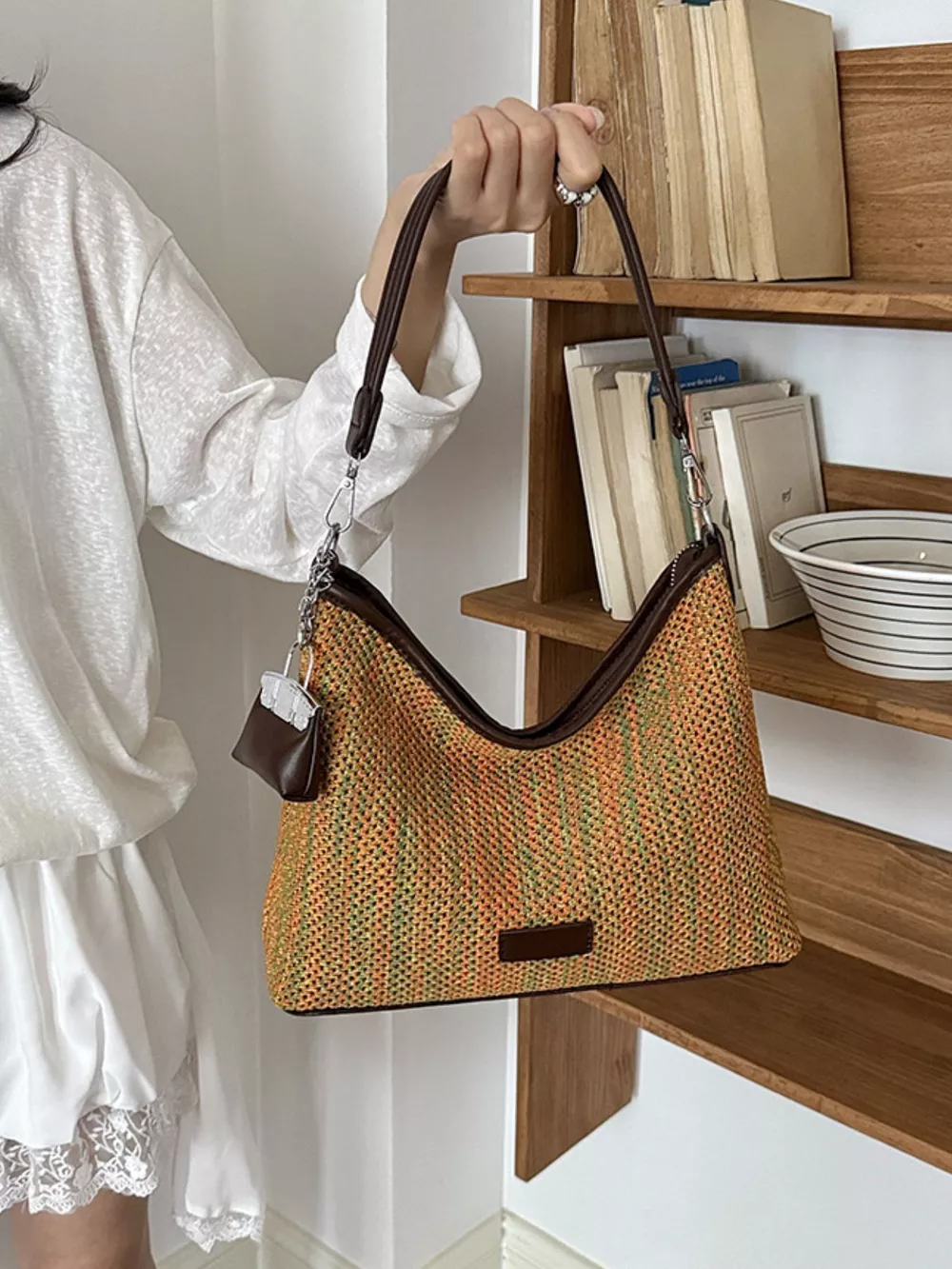 Woven Straw Crossbody Bag, image 5