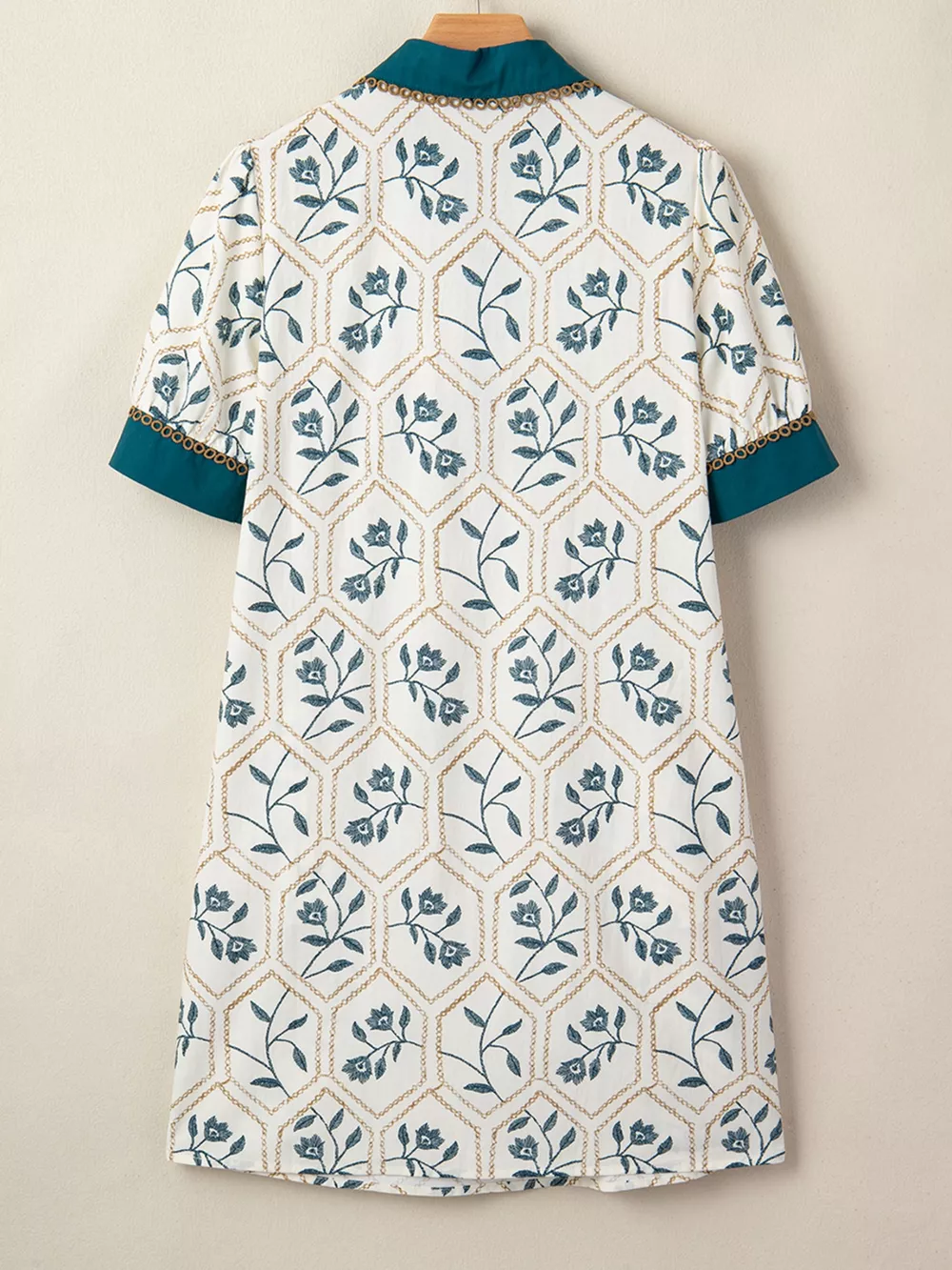Floral Print Polo Collar Casual Mini Dress, image 7