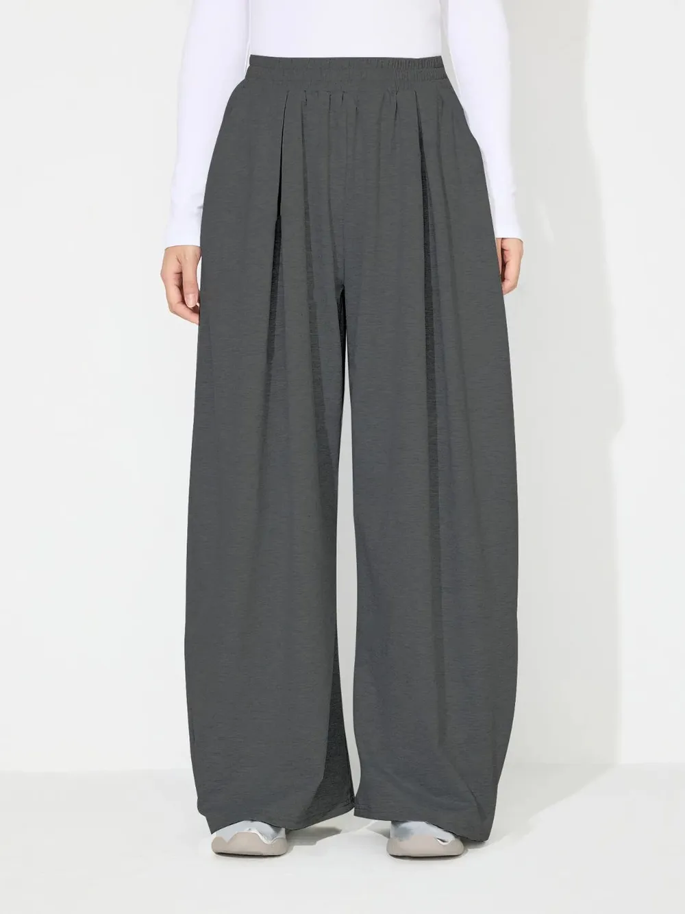 Elastic Waist Wide Leg Pants with Pockets, image 10